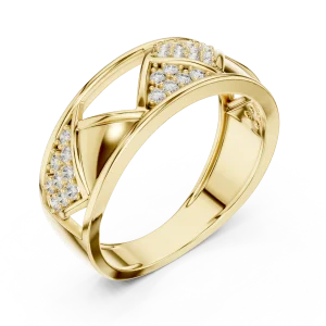 Geometric Symmetry Round Pavé-Set Architectural Band