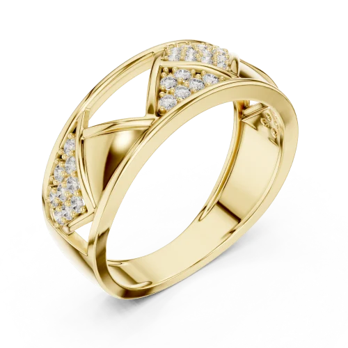 Geometric Symmetry Round Pavé-Set Architectural Band