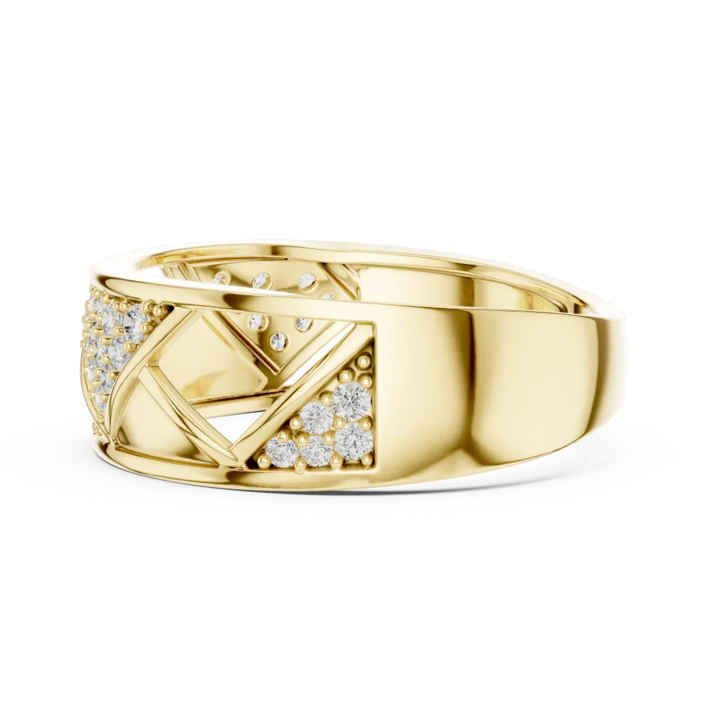 Geometric Symmetry Round Pavé-Set Architectural Band - Image 4