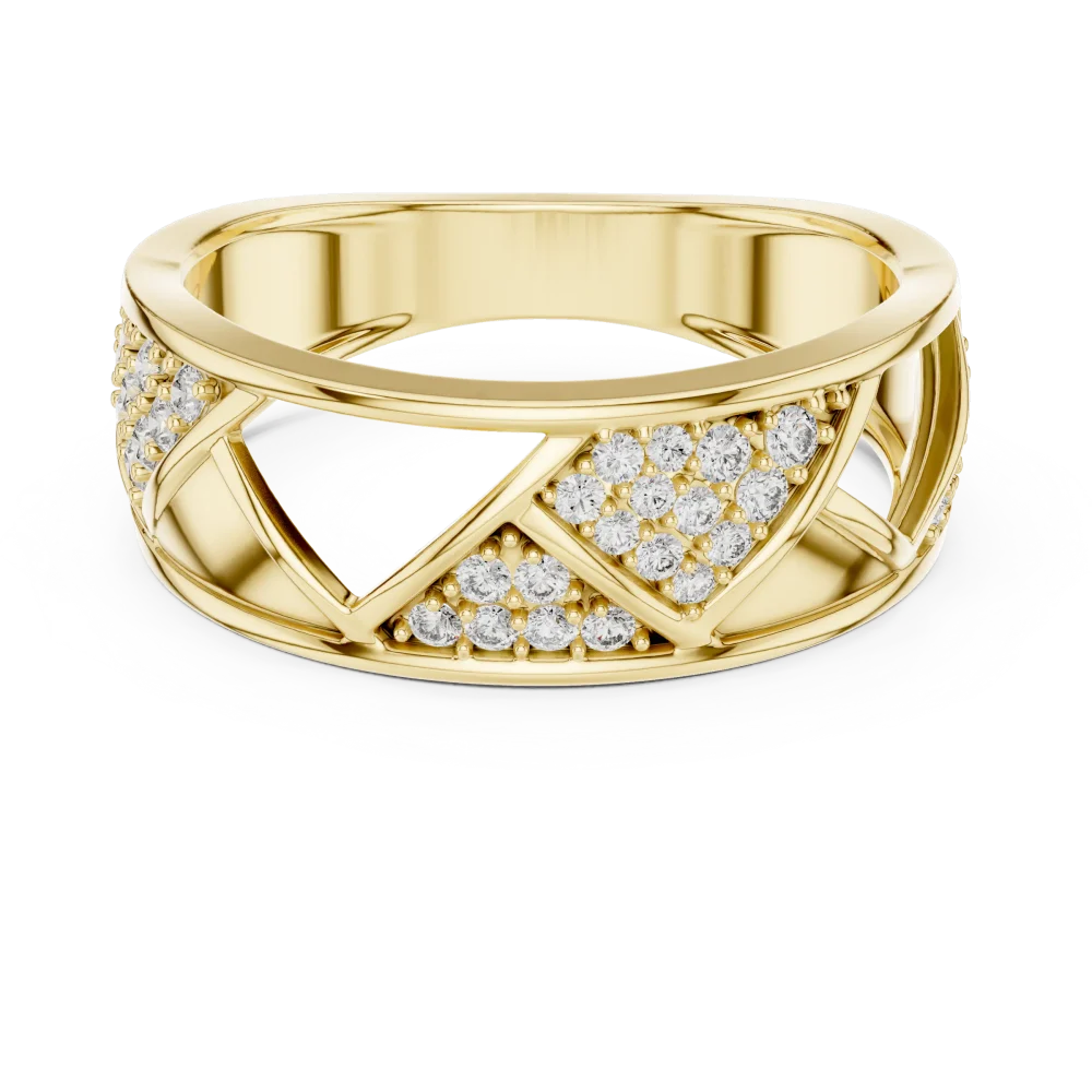 Geometric Symmetry Round Pavé-Set Architectural Band - Image 2