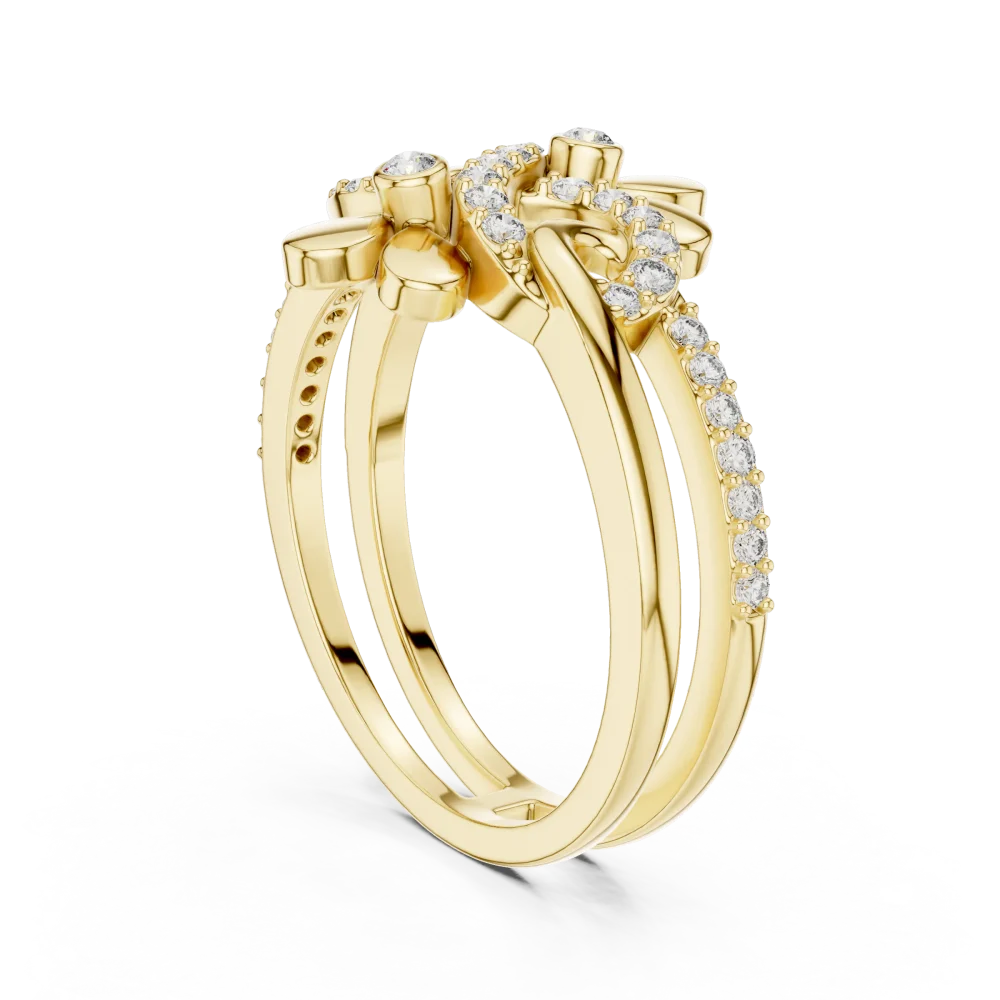 Ethereal Floral Pavé-Set Round Brilliant Statement Ring - Image 3