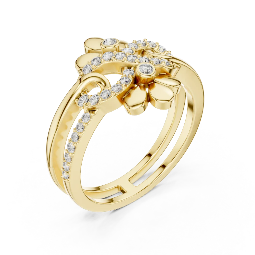 Adorn your hand with this exquisite floral pavé-set round DIAMEUR diamond ring. Experience brilliant-cut radiance and modern luxury. Shop yours now.