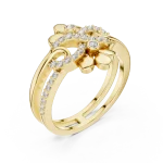 Ethereal Floral Pavé-Set Round Brilliant Statement Ring