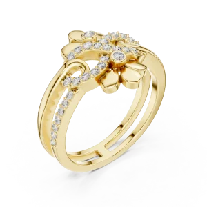 Ethereal Floral Pavé-Set Round Brilliant Statement Ring