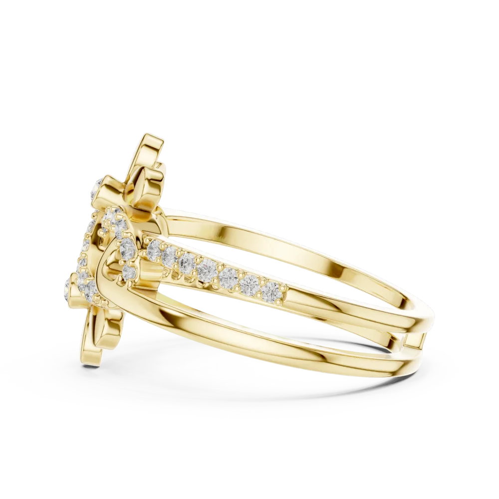 Ethereal Floral Pavé-Set Round Brilliant Statement Ring - Image 4