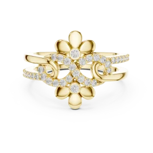Ethereal Floral Pavé-Set Round Brilliant Statement Ring - Image 2
