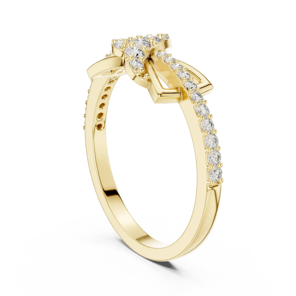 Symmetry Pavé-Set Round Brilliant Geometric Motif Ring - Image 3