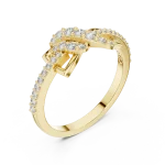 Symmetry Pavé-Set Round Brilliant Geometric Motif Ring