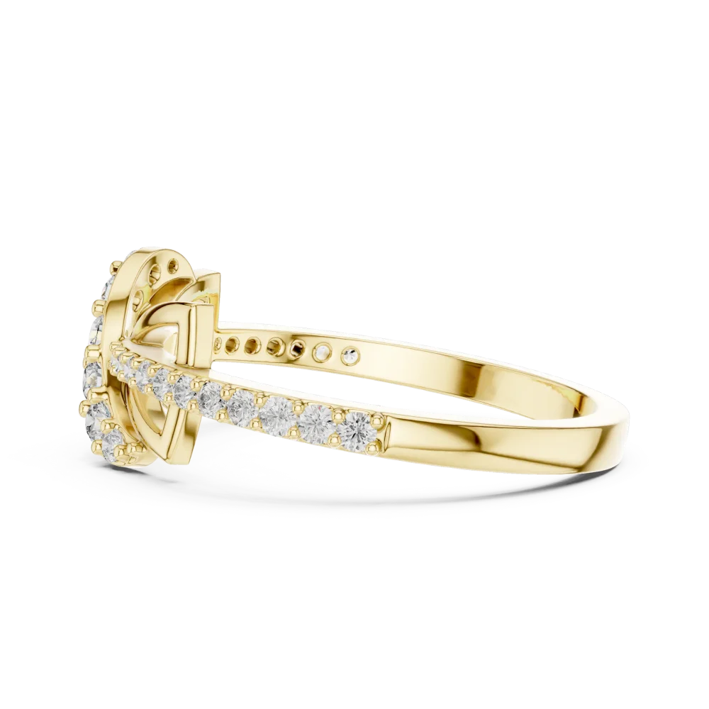 Symmetry Pavé-Set Round Brilliant Geometric Motif Ring - Image 4