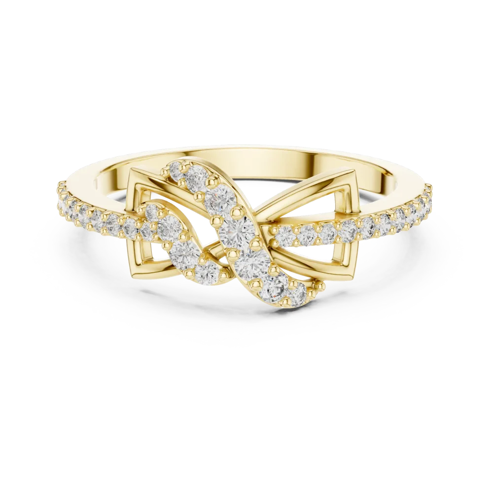 Symmetry Pavé-Set Round Brilliant Geometric Motif Ring - Image 2