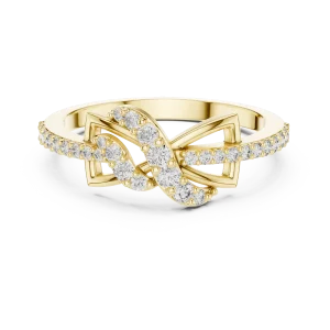 Symmetry Pavé-Set Round Brilliant Geometric Motif Ring - Image 2