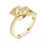 Architectural Round Pavé Geometric Statement Cocktail Ring