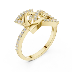 Architectural Round Pavé Geometric Statement Cocktail Ring