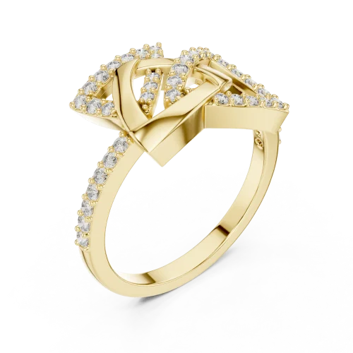 Architectural Round Pavé Geometric Statement Cocktail Ring