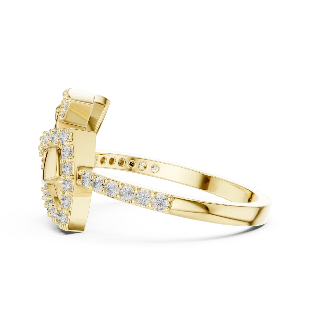 Architectural Round Pavé Geometric Statement Cocktail Ring - Image 4