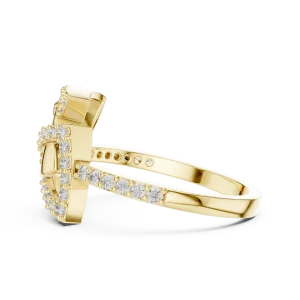 Architectural Round Pavé Geometric Statement Cocktail Ring - Image 4