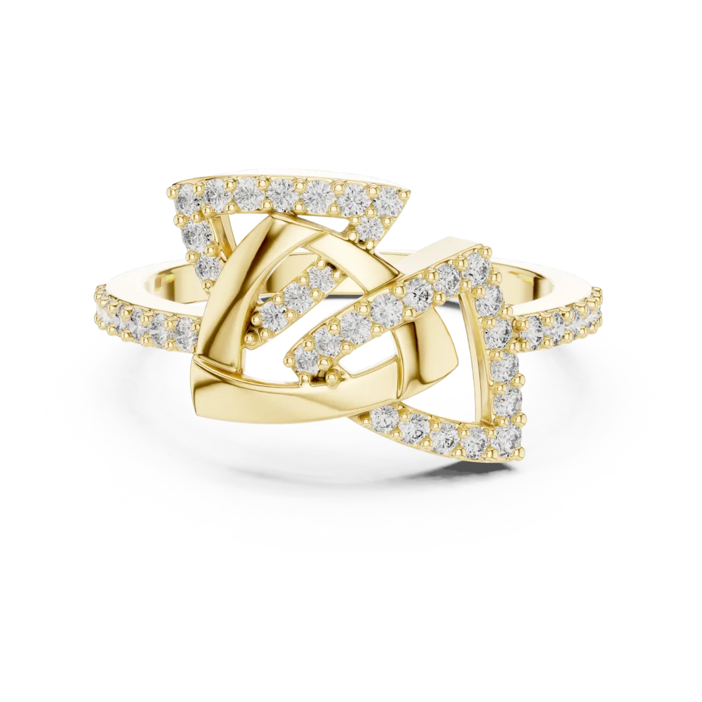 Architectural Round Pavé Geometric Statement Cocktail Ring - Image 2