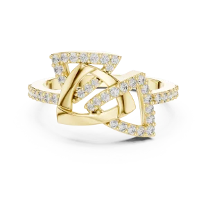 Architectural Round Pavé Geometric Statement Cocktail Ring - Image 2