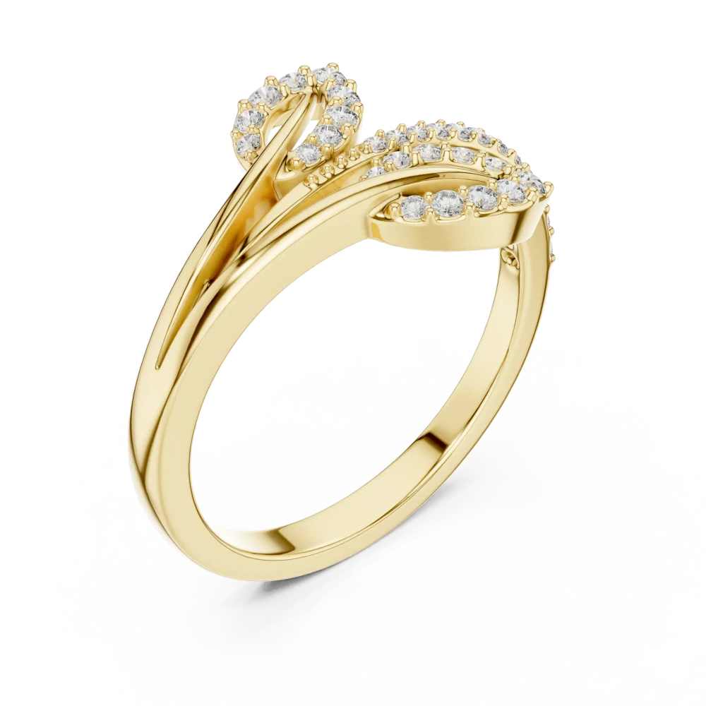 Discover the radiant elegance of our botanical-inspired ring, featuring shimmering round DIAMEUR diamonds. Elevate your everyday style today.
