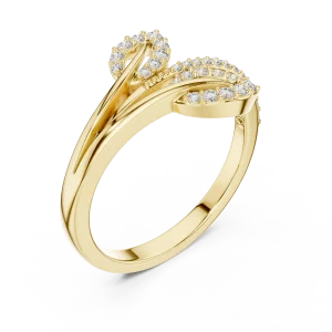 Luminary Round Pavé-Set Botanical Silhouette Ring
