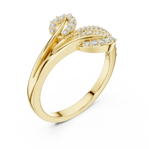 Luminary Round Pavé-Set Botanical Silhouette Ring