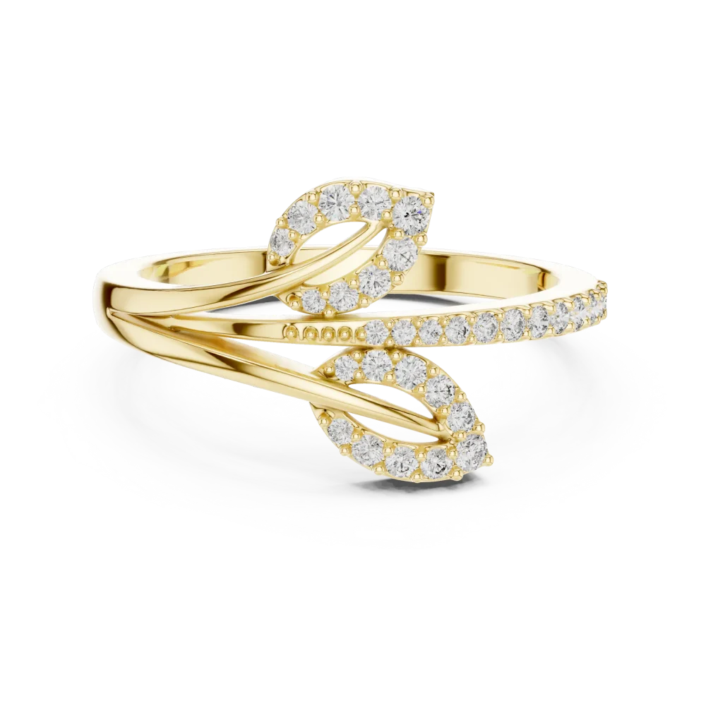 Luminary Round Pavé-Set Botanical Silhouette Ring - Image 2