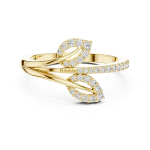 Luminary Round Pavé-Set Botanical Silhouette Ring - Image 2