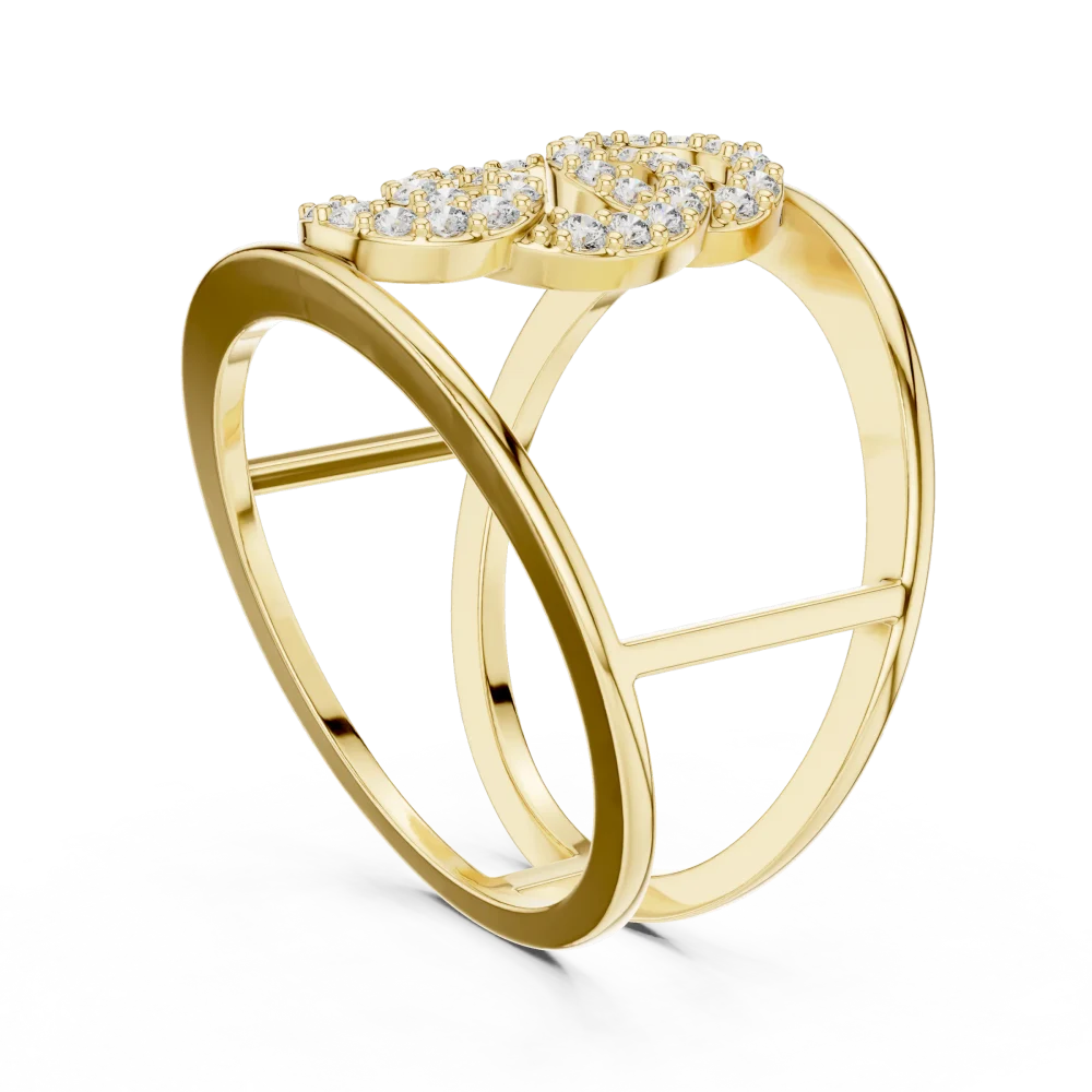 Symmetry Round Brilliant Pavé-Set Architectural Cocktail Ring - Image 3