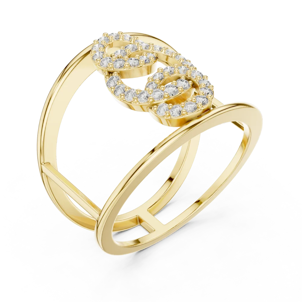Discover the bold elegance of our architectural diamond ring. Featuring brilliant DIAMEUR lab-grown stones, it is a modern essential. Shop now.