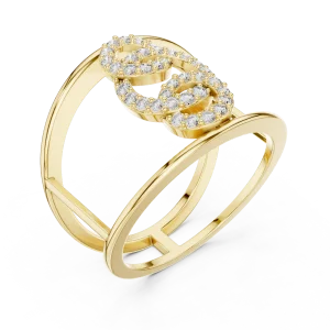 Symmetry Round Brilliant Pavé-Set Architectural Cocktail Ring