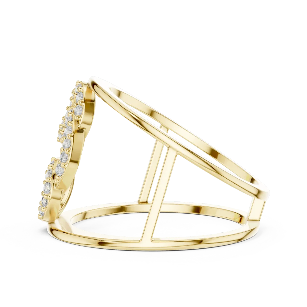 Symmetry Round Brilliant Pavé-Set Architectural Cocktail Ring - Image 4