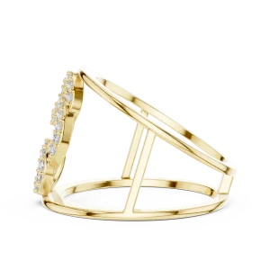 Symmetry Round Brilliant Pavé-Set Architectural Cocktail Ring - Image 4
