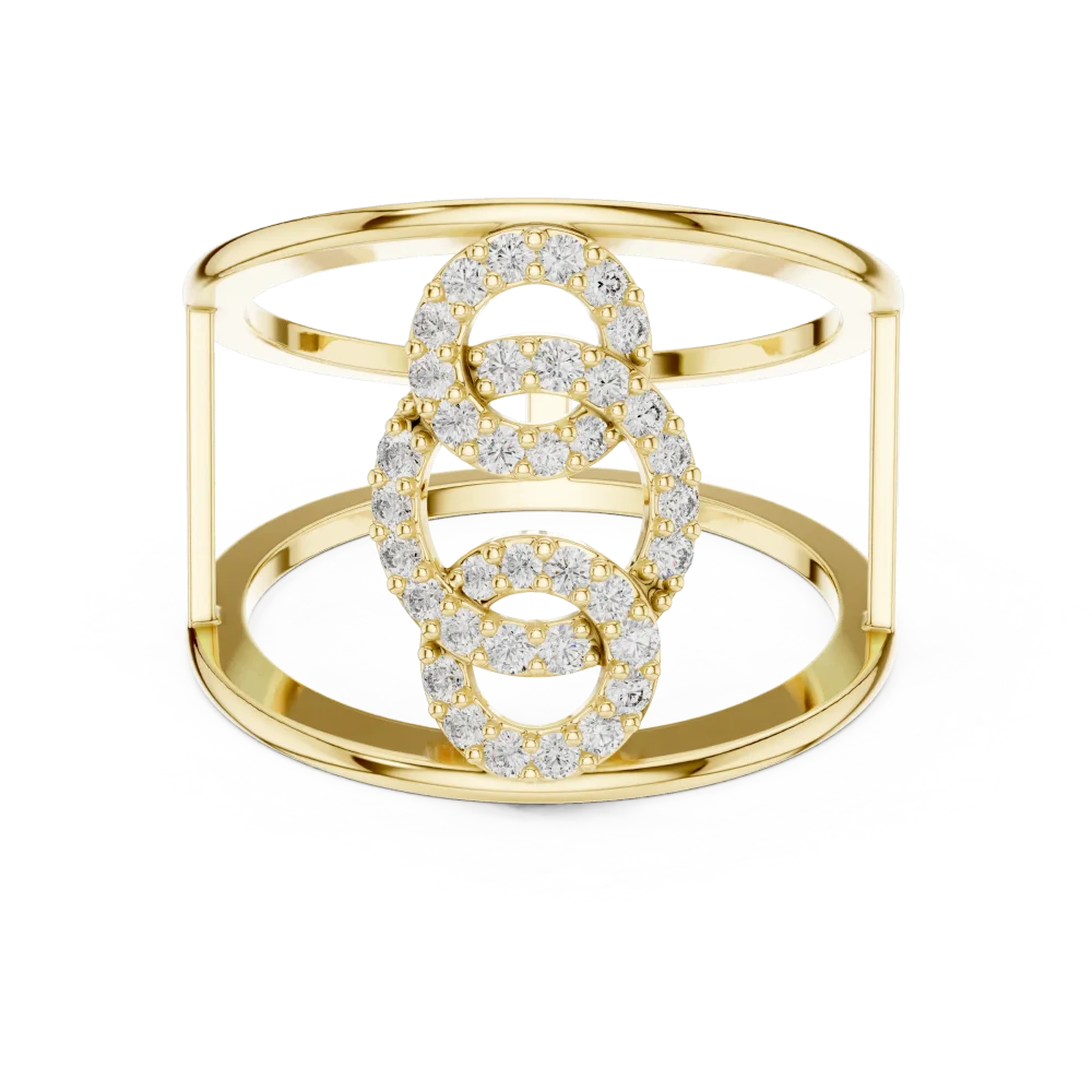 Symmetry Round Brilliant Pavé-Set Architectural Cocktail Ring - Image 2