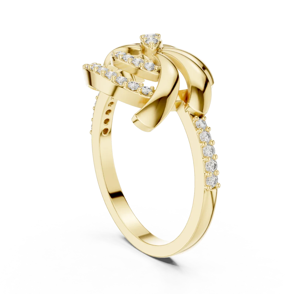 Luminary Round Brilliant Pavé-Set Fan Silhouette Ring - Image 3