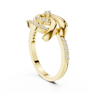 Luminary Round Brilliant Pavé-Set Fan Silhouette Ring - Image 3