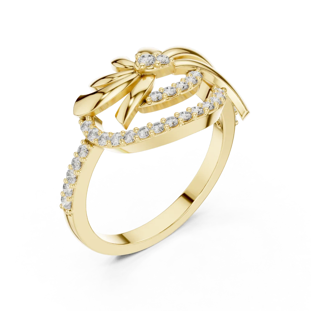 Embrace modern elegance with this fan-inspired round diamond ring. Featuring superior DIAMEUR diamond scintillation, elevate your style today.