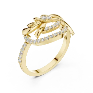 Luminary Round Brilliant Pavé-Set Fan Silhouette Ring