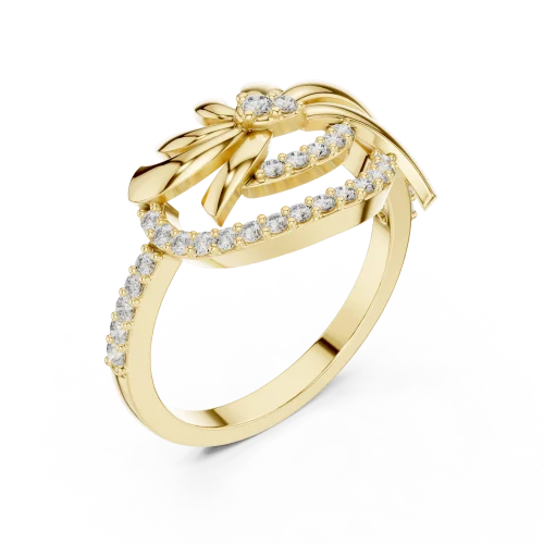 Luminary Round Brilliant Pavé-Set Fan Silhouette Ring