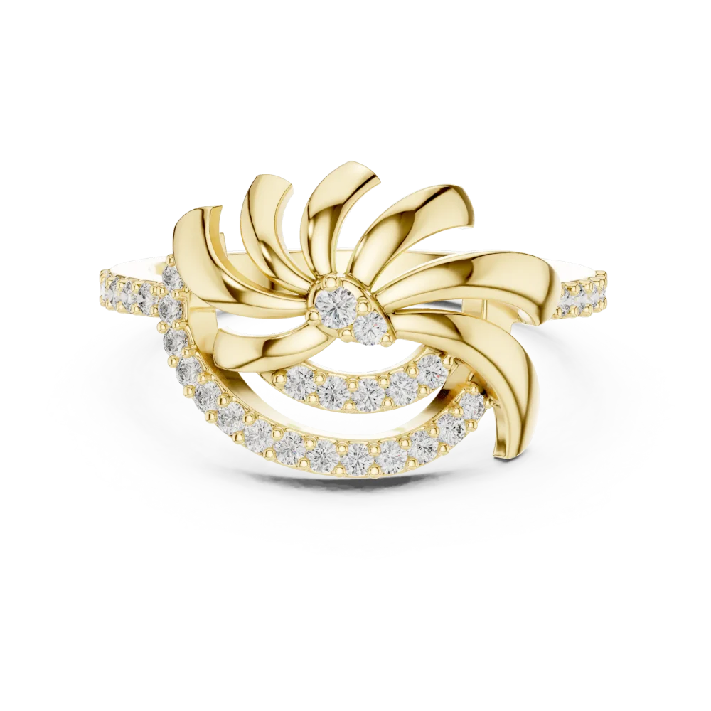 Luminary Round Brilliant Pavé-Set Fan Silhouette Ring - Image 2