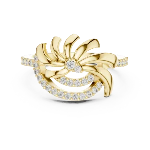 Luminary Round Brilliant Pavé-Set Fan Silhouette Ring - Image 2
