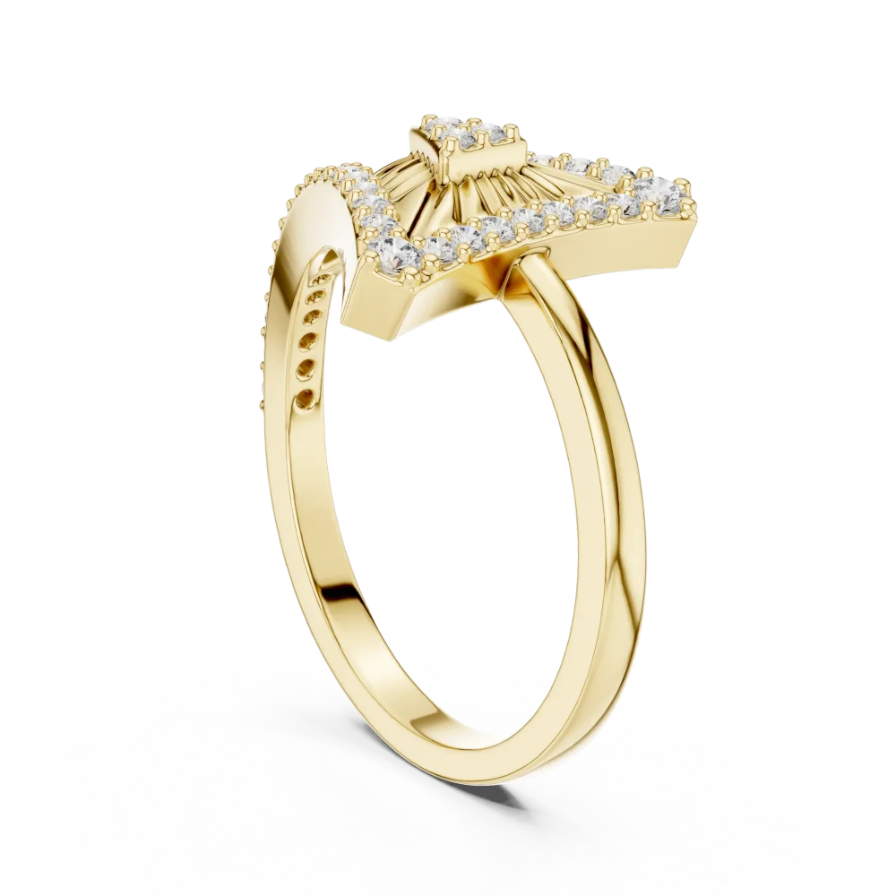 Symmetry Geometric Pavé-Set Round Brilliant Cocktail Ring - Image 3