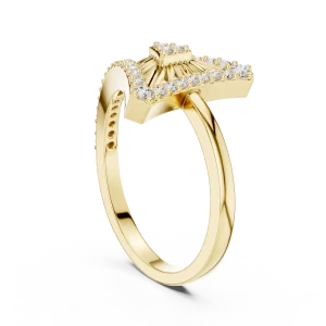 Symmetry Geometric Pavé-Set Round Brilliant Cocktail Ring - Image 3