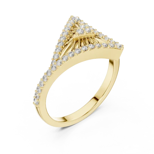 Symmetry Geometric Pavé-Set Round Brilliant Cocktail Ring
