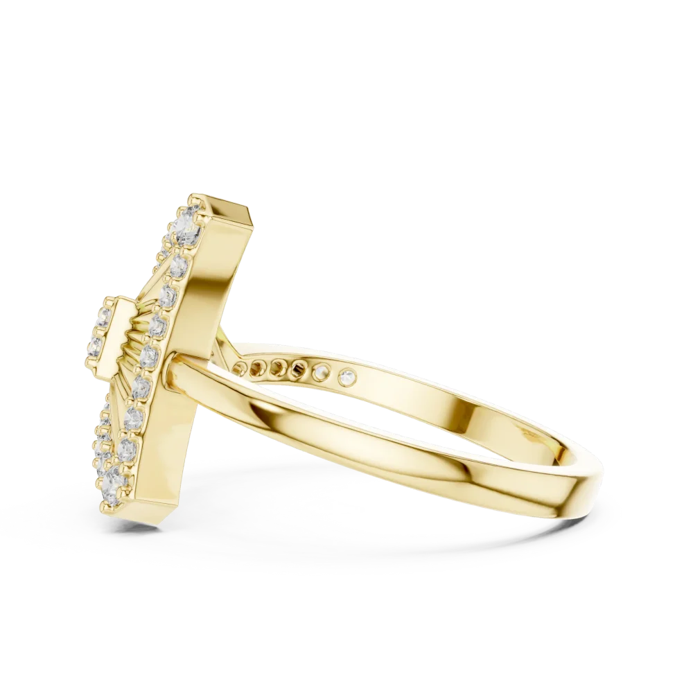Symmetry Geometric Pavé-Set Round Brilliant Cocktail Ring - Image 4