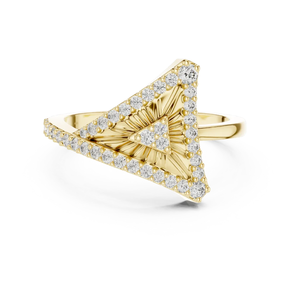 Symmetry Geometric Pavé-Set Round Brilliant Cocktail Ring - Image 2