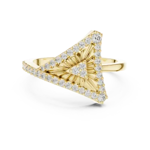 Symmetry Geometric Pavé-Set Round Brilliant Cocktail Ring - Image 2