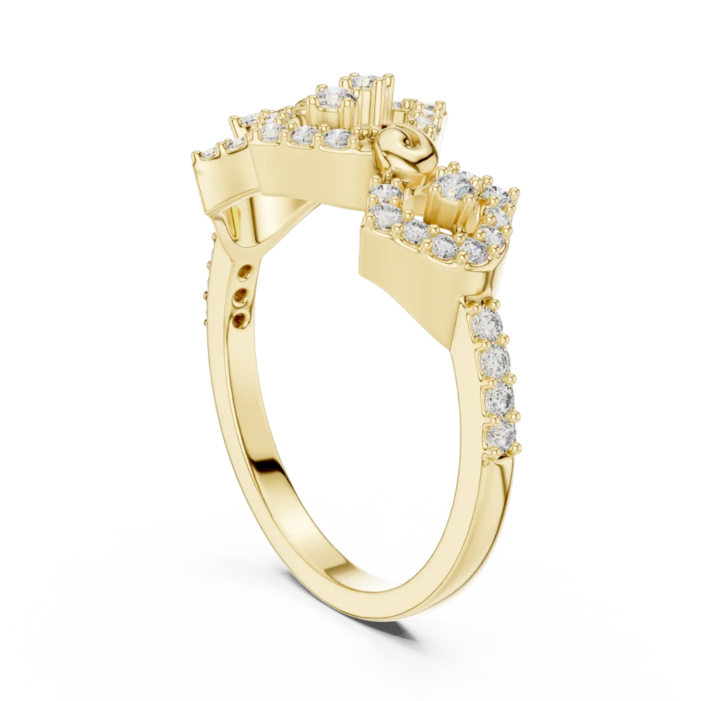 Geometric Symmetry Pavé-Set Round Brilliant Cocktail Ring - Image 3