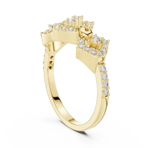 Geometric Symmetry Pavé-Set Round Brilliant Cocktail Ring - Image 3