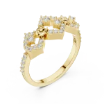 Geometric Symmetry Pavé-Set Round Brilliant Cocktail Ring