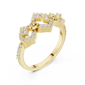 Geometric Symmetry Pavé-Set Round Brilliant Cocktail Ring